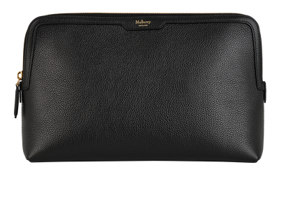 Mulberry Large Cosmetic Pouch, £190, Accessories, Black, Leather, Front view